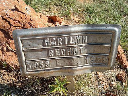 Marilyn Red Hat's gravemarker