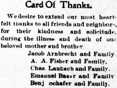 newspaper card of thanks