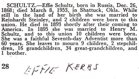 Effie Schultz' obit