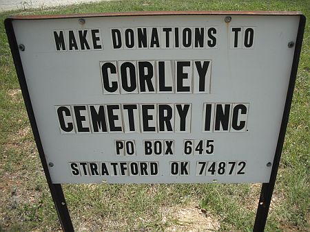 corley cemetery donation sign