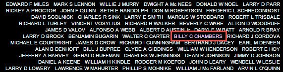 Billy's name on the wall