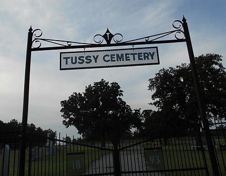 Tussy Cemetery sign