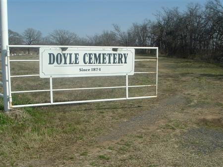Doyle cemetery gate with sign