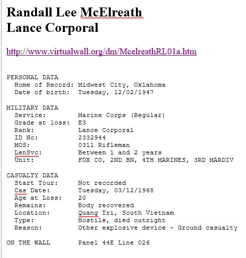 Randall Lee McElreath Data