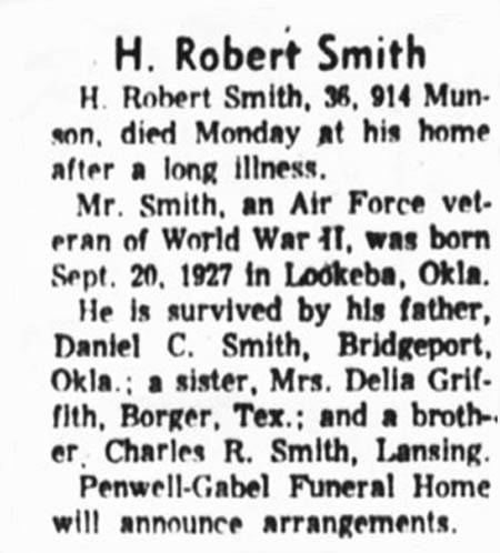 H. Robert Smith obit from newspaper