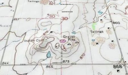 topographic map showing cemetery